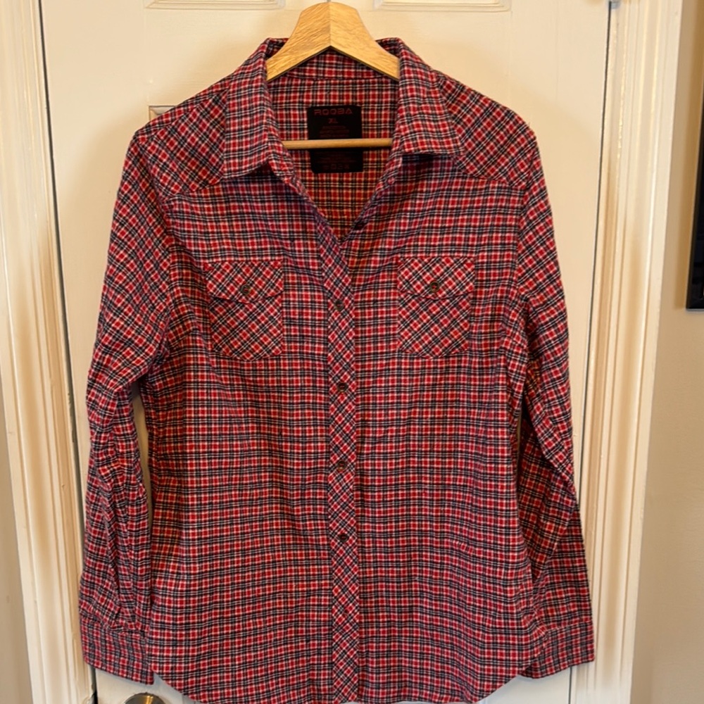 Red and Black Plaid Button-Up Shirt